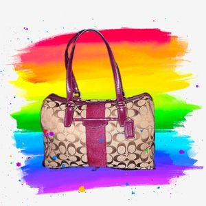 Coach Signature Stripe "Nancy" Satchel